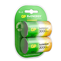 Батарейки аккумуляторные GP ReEnergy Ni-Mh КОМПЛЕКТ 2 шт., D (HR20), 3000 mAh, 300DHCRGY-2CRCB2 фото Батарейки аккумуляторные GP ReEnergy Ni-Mh КОМПЛЕКТ 2 шт., D (HR20), 3000 mAh, 300DHCRGY-2CRCB2
