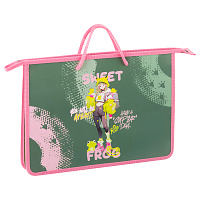 Папка с ручками А4 ArtSpace "Sweet Frog", пластик, на молнии, 45мм фото Папка с ручками А4 ArtSpace "Sweet Frog", пластик, на молнии, 45мм