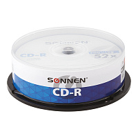 Диски CD-R SONNEN, 700 Mb, 52x, Cake Box (упаковка на шпиле) КОМПЛЕКТ 25 шт., 513531 фото Диски CD-R SONNEN, 700 Mb, 52x, Cake Box (упаковка на шпиле) КОМПЛЕКТ 25 шт., 513531