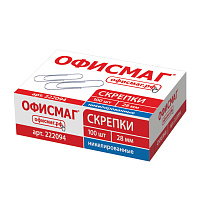 Скрепки ОФИСМАГ, 28 мм, никелированные, 100 шт., в картонной коробке, Россия, 222094 фото Скрепки ОФИСМАГ, 28 мм, никелированные, 100 шт., в картонной коробке, Россия, 222094