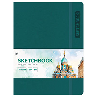Скетчбук для акварели 40л., А5 BG "Bright. Teal", кожзам, на резинке, 200г/м2 фото Скетчбук для акварели 40л., А5 BG "Bright. Teal", кожзам, на резинке, 200г/м2