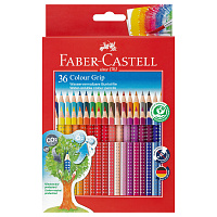Карандаши цветные Faber-Castell "Grip", 36цв., трехгран., заточен., картон., европодвес фото Карандаши цветные Faber-Castell "Grip", 36цв., трехгран., заточен., картон., европодвес
