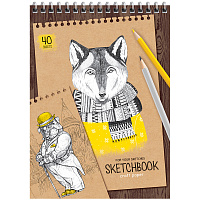 Скетчбук 40л., А5 ArtSpace "Craft style", на гребне, крафт, 80г/м2 фото Скетчбук 40л., А5 ArtSpace "Craft style", на гребне, крафт, 80г/м2
