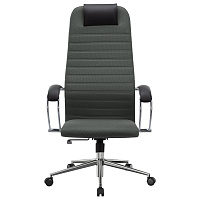 Кресло офисное МЕТТА "SU-B-10" хром, ткань-сетка, сиденье и спинка мягкие, темно-серое