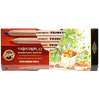 Карандаши цветные Koh-I-Noor "Jumbo Triocolor 3151", 12цв., трехгран., утолщен., неокр. корпус, картон фото Карандаши цветные Koh-I-Noor "Jumbo Triocolor 3151", 12цв., трехгран., утолщен., неокр. корпус, картон