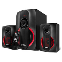 Колонки Sven MS-304, 2*10W+Subwoofer 20W, деревянный корпус, Bluetooth, FM, LED-дисплей, пульт, USB, SD, черный фото Колонки Sven MS-304, 2*10W+Subwoofer 20W, деревянный корпус, Bluetooth, FM, LED-дисплей, пульт, USB, SD, черный