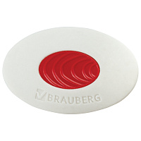 Ластик BRAUBERG "Oval PRO", 40х26х8 мм, овальный, красный пластиковый держатель, 229560 фото Ластик BRAUBERG "Oval PRO", 40х26х8 мм, овальный, красный пластиковый держатель, 229560