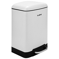 Ведро мусорное с педалью 12 л, крышка с доводчиком, белое матовое, металл, LAIMA ULTRA, 701566