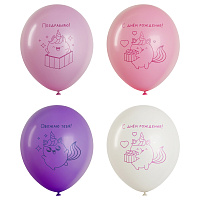 Воздушные шары, 25шт., М12/30см, MESHU "Unicorn love", пастель, ассорти