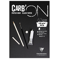 Скетчбук 20л., А3 Clairefontaine "Carb ON", на склейке, мелкозер., черный, 120г/м2 фото Скетчбук 20л., А3 Clairefontaine "Carb ON", на склейке, мелкозер., черный, 120г/м2