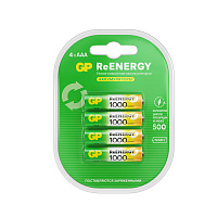 Батарейки аккумуляторные GP ReEnergy Ni-Mh мизинчиковые КОМПЛЕКТ 4 шт., ААА (HR03), 950 mAh, 100AAAHCRGY, 100AAAHCRGY-2C фото Батарейки аккумуляторные GP ReEnergy Ni-Mh мизинчиковые КОМПЛЕКТ 4 шт., ААА (HR03), 950 mAh, 100AAAHCRGY, 100AAAHCRGY-2C