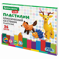 Пластилин классический BRAUBERG KIDS, 36 цветов, 720 г, стек, ВЫСШЕЕ КАЧЕСТВО, 106438 фото Пластилин классический BRAUBERG KIDS, 36 цветов, 720 г, стек, ВЫСШЕЕ КАЧЕСТВО, 106438