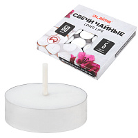 Свечи чайные Long Life, до 5 часов горения, вес 12 г, КОМПЛЕКТ 50 шт., в гильзе, LAIMA, 609200