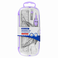 Готовальня BRAUBERG SCHOOL KIT, 8 предметов, циркуль 115 мм, чертежные принадлежности, лавандовый цвет, 210703 фото Готовальня BRAUBERG SCHOOL KIT, 8 предметов, циркуль 115 мм, чертежные принадлежности, лавандовый цвет, 210703