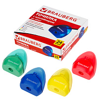 Точилка BRAUBERG BELL с контейнером, пластиковая, конусообразная, цвет корпуса ассорти, 226937 фото Точилка BRAUBERG BELL с контейнером, пластиковая, конусообразная, цвет корпуса ассорти, 226937