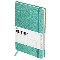 Ежедневник недатированный, А5, 136л., твердый переплет, диз. картон, BG "Glitter. Teal", бирюзовый, на резинке, карман фото Ежедневник недатированный, А5, 136л., твердый переплет, диз. картон, BG "Glitter. Teal", бирюзовый, на резинке, карман