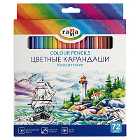 Карандаши цветные Гамма "Классические", 72цв., заточен., картон. упак., европодвес фото Карандаши цветные Гамма "Классические", 72цв., заточен., картон. упак., европодвес