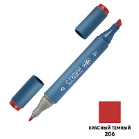 Маркер двусторонний для скетчинга Гамма "Студия", красный темный, корпус трехгранный, пулевид./клиновид. наконечники фото Маркер двусторонний для скетчинга Гамма "Студия", красный темный, корпус трехгранный, пулевид./клиновид. наконечники