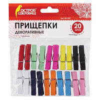Прищепки декоративные "Классика", 20 штук, 3,5 см, 10 цветов, ОСТРОВ СОКРОВИЩ, 661289 фото Прищепки декоративные "Классика", 20 штук, 3,5 см, 10 цветов, ОСТРОВ СОКРОВИЩ, 661289