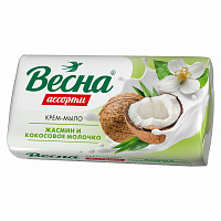 Мыло туалетное Весна Ассорти жасмин и кокосовое молочко 90 г фото Мыло туалетное Весна Ассорти жасмин и кокосовое молочко 90 г
