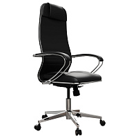 Кресло офисное МЕТТА "К-6" хром, экокожа, сиденье и спинка мягкие, черное