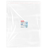 Пакеты БОПП с клеевым клапаном, КОМПЛЕКТ 100 штук, 40х50 + 4 см, 53 мкм, с усиленным швом, BRAUBERG, 700419