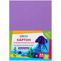 Картон цветной А4, ArtSpace, 10л., тонированный, фиолетовый, 180г/м2 фото Картон цветной А4, ArtSpace, 10л., тонированный, фиолетовый, 180г/м2