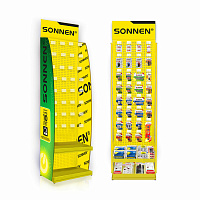 Стойка для размещения товара напольная SONNEN, 205x60x50 см, 32 крючка, 2 полки, металл, 504995 фото Стойка для размещения товара напольная SONNEN, 205x60x50 см, 32 крючка, 2 полки, металл, 504995