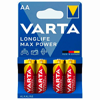 Батарейки алкалиновые "пальчиковые" КОМПЛЕКТ 4 шт., VARTA LONGLIFE MAX POWER, АА (LR6, 24А), блистер, 4706101404 фото Батарейки алкалиновые "пальчиковые" КОМПЛЕКТ 4 шт., VARTA LONGLIFE MAX POWER, АА (LR6, 24А), блистер, 4706101404