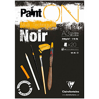 Скетчбук - альбом для смешанных техник 20л., А3 Clairefontaine "Paint ON Noir", на склейке, черный, 250г/м2 фото Скетчбук - альбом для смешанных техник 20л., А3 Clairefontaine "Paint ON Noir", на склейке, черный, 250г/м2