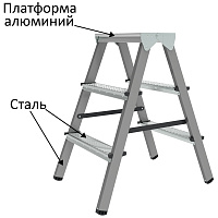 Стремянка стальная двухсторонняя Новая Высота NV 1160 2х3 ступени (1160203) фото Стремянка стальная двухсторонняя Новая Высота NV 1160 2х3 ступени (1160203)