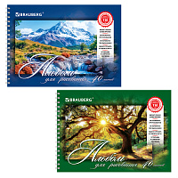 Альбом для рисования, А4, 40 листов, гребень, обложка картон, BRAUBERG, 195х285 мм, "Удивительная Природа" (2 вида), 102832