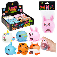 Игрушка-антистресс "Крутой замес. Животное со жмякой внутри" 10х8 см, ассорти, 6 видов, 1TOY, Т26169