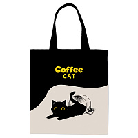 Сумка-шоппер MESHU "Coffee Cat", 33*40см, канвас, с карманом фото Сумка-шоппер MESHU "Coffee Cat", 33*40см, канвас, с карманом