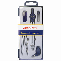 Готовальня BRAUBERG "Student Oxford", 5 предметов циркуль + кронциркуль, держатель, грифель, точилка, 210338 фото Готовальня BRAUBERG "Student Oxford", 5 предметов циркуль + кронциркуль, держатель, грифель, точилка, 210338