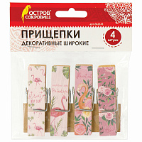 Прищепки декоративные широкие "Фламинго", 4 штуки, 7,2 см, ассорти, ОСТРОВ СОКРОВИЩ, 662678 фото Прищепки декоративные широкие "Фламинго", 4 штуки, 7,2 см, ассорти, ОСТРОВ СОКРОВИЩ, 662678