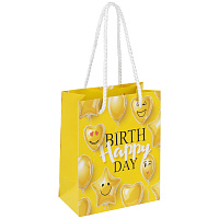 Пакет подарочный (1 штука) 11x6x15 см, ЗОЛОТАЯ СКАЗКА "Happy Birthday", глиттер, желтый, 608237 фото Пакет подарочный (1 штука) 11x6x15 см, ЗОЛОТАЯ СКАЗКА "Happy Birthday", глиттер, желтый, 608237