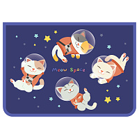 Папка для труда 2 отделения, А4, ArtSpace "Space cat", пластик, на молнии фото Папка для труда 2 отделения, А4, ArtSpace "Space cat", пластик, на молнии