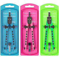Циркуль Faber-Castell "Factory Neon", + грифели, пластиковый футляр, цвет ассорти фото Циркуль Faber-Castell "Factory Neon", + грифели, пластиковый футляр, цвет ассорти