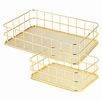 Органайзер для косметики корзинка 2 штуки из металла MONTE VITA, 24х16х6,3 см + 17х12х6 см, золото, 272483 фото Органайзер для косметики корзинка 2 штуки из металла MONTE VITA, 24х16х6,3 см + 17х12х6 см, золото, 272483