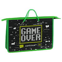 Папка с ручками А4 ArtSpace "Game Over", пластик, на молнии, 75мм фото Папка с ручками А4 ArtSpace "Game Over", пластик, на молнии, 75мм