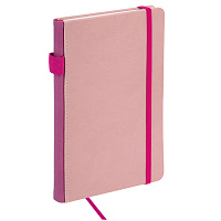 Блокнот А5 135x212 мм BRAUBERG "Edge", под кожу, резинка, держатель, 80 л., клетка, розовый, 117148