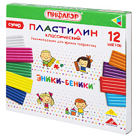 Пластилин классический ПИФАГОР "ЭНИКИ-БЕНИКИ СУПЕР", 12 цветов, 240 грамм, стек, 106429 фото Пластилин классический ПИФАГОР "ЭНИКИ-БЕНИКИ СУПЕР", 12 цветов, 240 грамм, стек, 106429