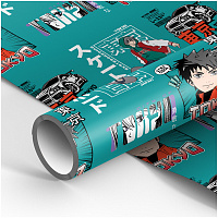 Упаковочная бумага глянц. 70*100см, MESHU "Anime boy", 80г/м2 фото Упаковочная бумага глянц. 70*100см, MESHU "Anime boy", 80г/м2