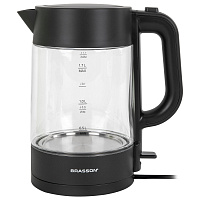 Чайник BRASSON (БРАССОН) KT-727, 1,7 л, 2200 Вт, стекло, графит, подсветка, 455190