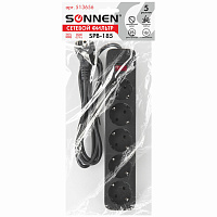 Сетевой фильтр SONNEN SPB-185, 5 розеток с заземлением, выключатель, 10 А, 1,8 м, черный, 513656 фото Сетевой фильтр SONNEN SPB-185, 5 розеток с заземлением, выключатель, 10 А, 1,8 м, черный, 513656