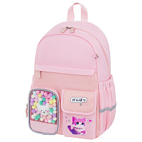 Рюкзак BRAUBERG PASTEL с термонашивками в комплекте, "Anime kitten", персиковый, 40х29х14 см, 272065 фото Рюкзак BRAUBERG PASTEL с термонашивками в комплекте, "Anime kitten", персиковый, 40х29х14 см, 272065