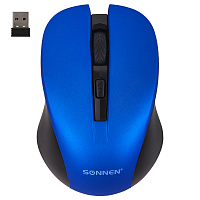 Мышь беспроводная с бесшумным кликом SONNEN V18, USB, 800/1200/1600 dpi, 4 кнопки, синяя, 513515 фото Мышь беспроводная с бесшумным кликом SONNEN V18, USB, 800/1200/1600 dpi, 4 кнопки, синяя, 513515