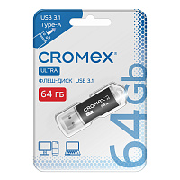 Флеш-диск 64 GB, CROMEX Ultra USB 3.1, металлический корпус, черный, 514164 фото Флеш-диск 64 GB, CROMEX Ultra USB 3.1, металлический корпус, черный, 514164
