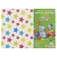 Картон цветной 170*240, Мировые тетради, 14л., 14цв., "Кошки-мышки фото Картон цветной 170*240, Мировые тетради, 14л., 14цв., "Кошки-мышки